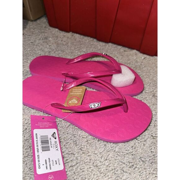 ROXY GIRLS PINK FLIP FLOP THONG SANDALS NEW Size‎ 4 - Picture 1 of 5